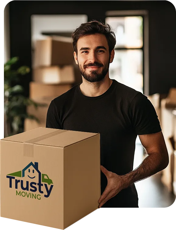 Mover holding a cardboard box